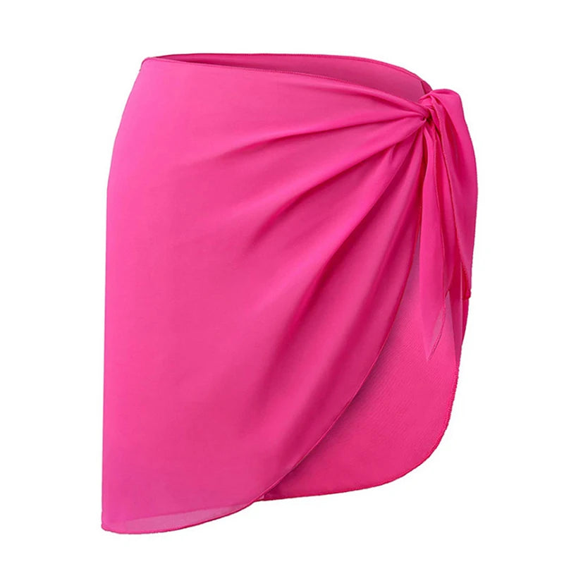 Women Short Sarongs Swimsuit Summer Coverups Beach Bikini Wrap Sheer Short Ladies Skirt Chiffon Scarf Cover Ups For Swimwear - Sun Studio