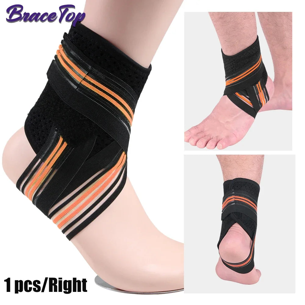 BraceTop 1 PC Sports Compression Ankle Brace Support Wrap Gym Ankle Sleeves for Plantar Fasciitis Achilles Tendon Minor Sprains - Sun Studio