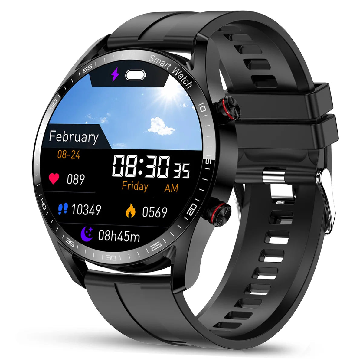 ChiBear Neue 1,53 Zoll Bluetooth Anruf Smartwatch für Männer Multi-Sport-Modus Herzfrequenz Gesundheitsüberwachung Wasserdicht Business Smartwatch