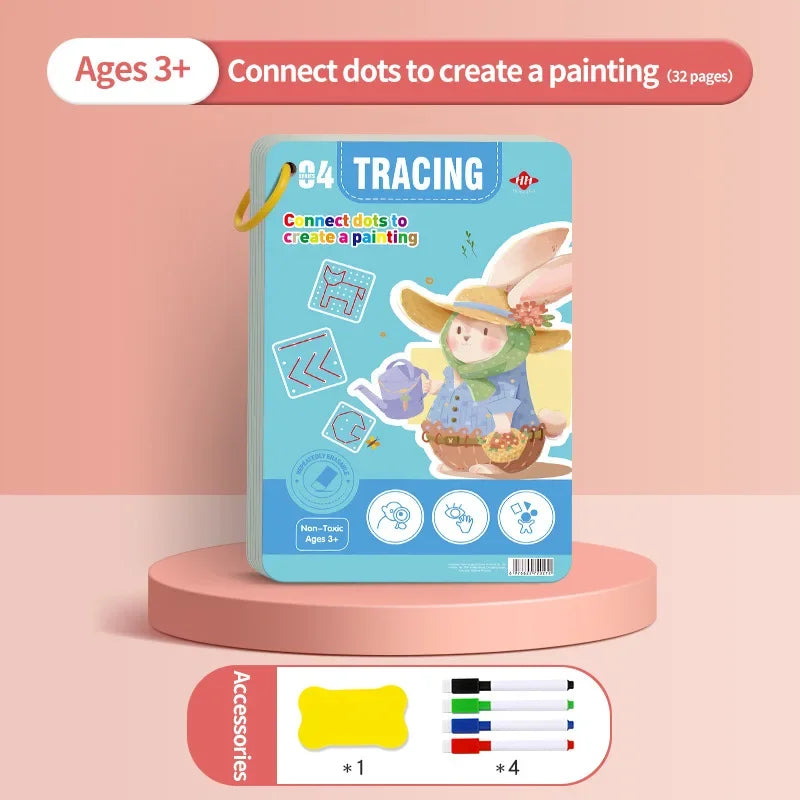 Reusable Pen Control Training Book for Children Magical Tracing Workbook Montessori Educational Calligraphy Practice Copybook - Sun Studio