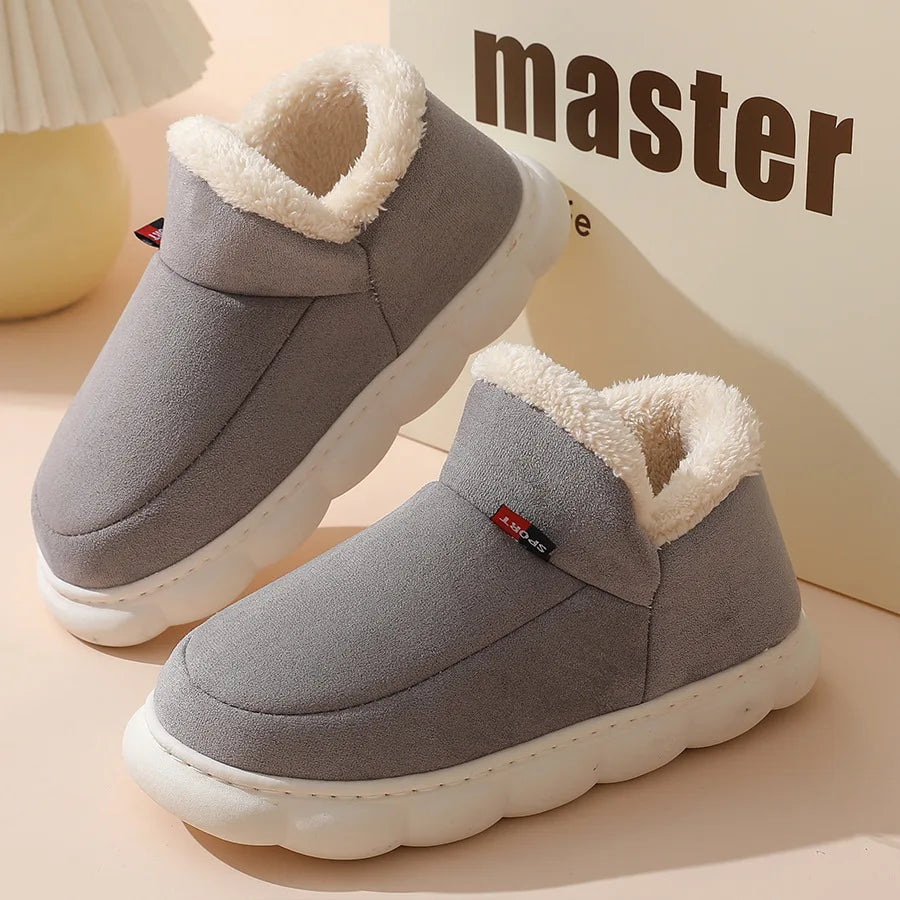 Asgard Men Plush Platform Slippers Winter Warm Outdoor Antiskid Fluffy Soft Cotton Boot Indoor Fashion Cozy Furry Flat Home Shoe - Sun Studio