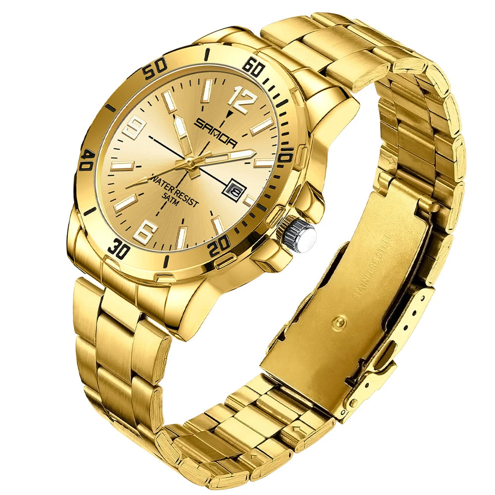 Fashion Casual Mens Business Watch Waterproof Luxury Stainless Steel Strap Men Wristwatch Calendar analog Quartz Watches For Man - Sun Studio