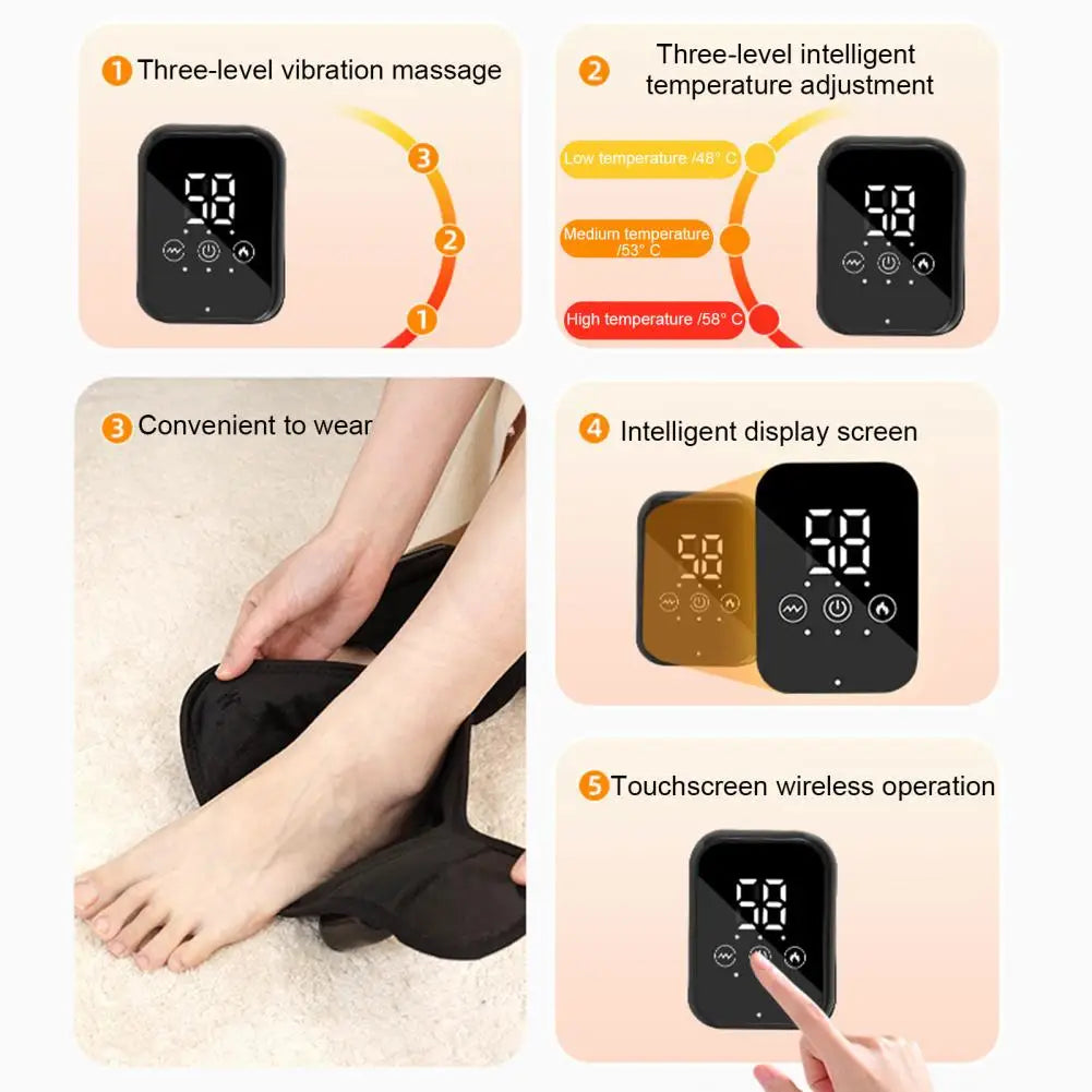 Cordless Ankle Massager 3-in-1 Heated Ankle Wrap Foot Massager with 3 Vibration Modes And 3 Heat Levels for Achilles Tendinitis - Sun Studio