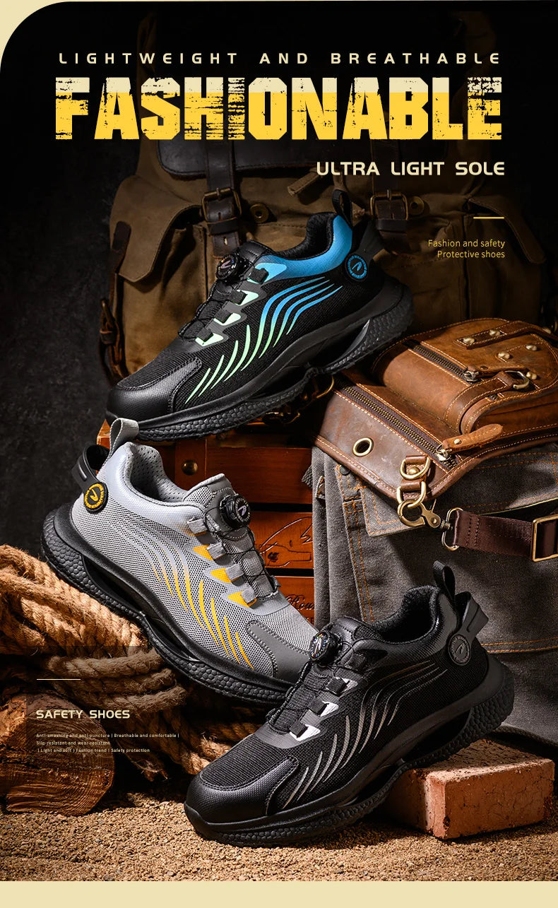 2026 Security Safety Shoes Men Rotating Button Work Sneakers Indestructible Shoes Puncture-Proof-men Sport Shoes Steel Toe Boots - Sun Studio