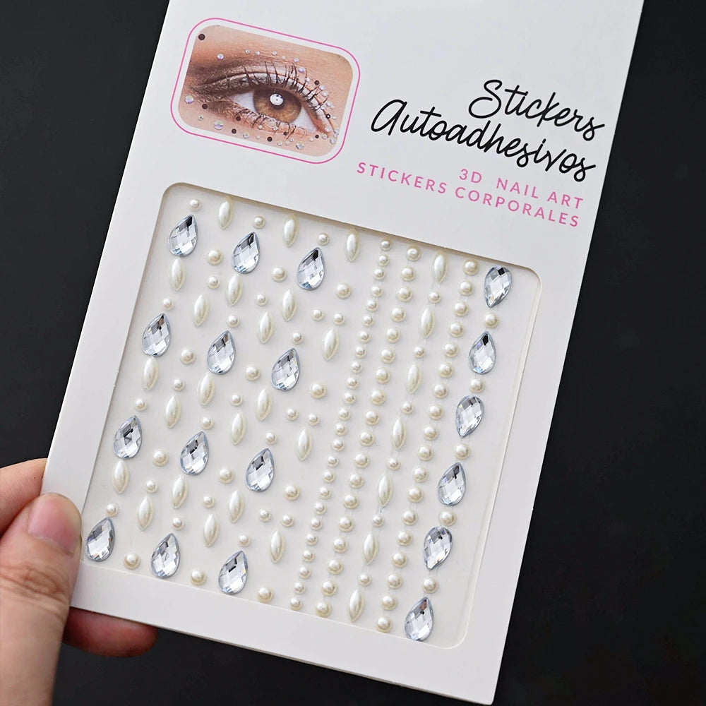 1 Stück Gesicht Diamant-Gem-Sticker, 5D, bunte Strass-Tattoo-Aufkleber, für Festival, Nagel, Körper-Make-up, Bling-Schmuck, DIY Gesichtssticker
