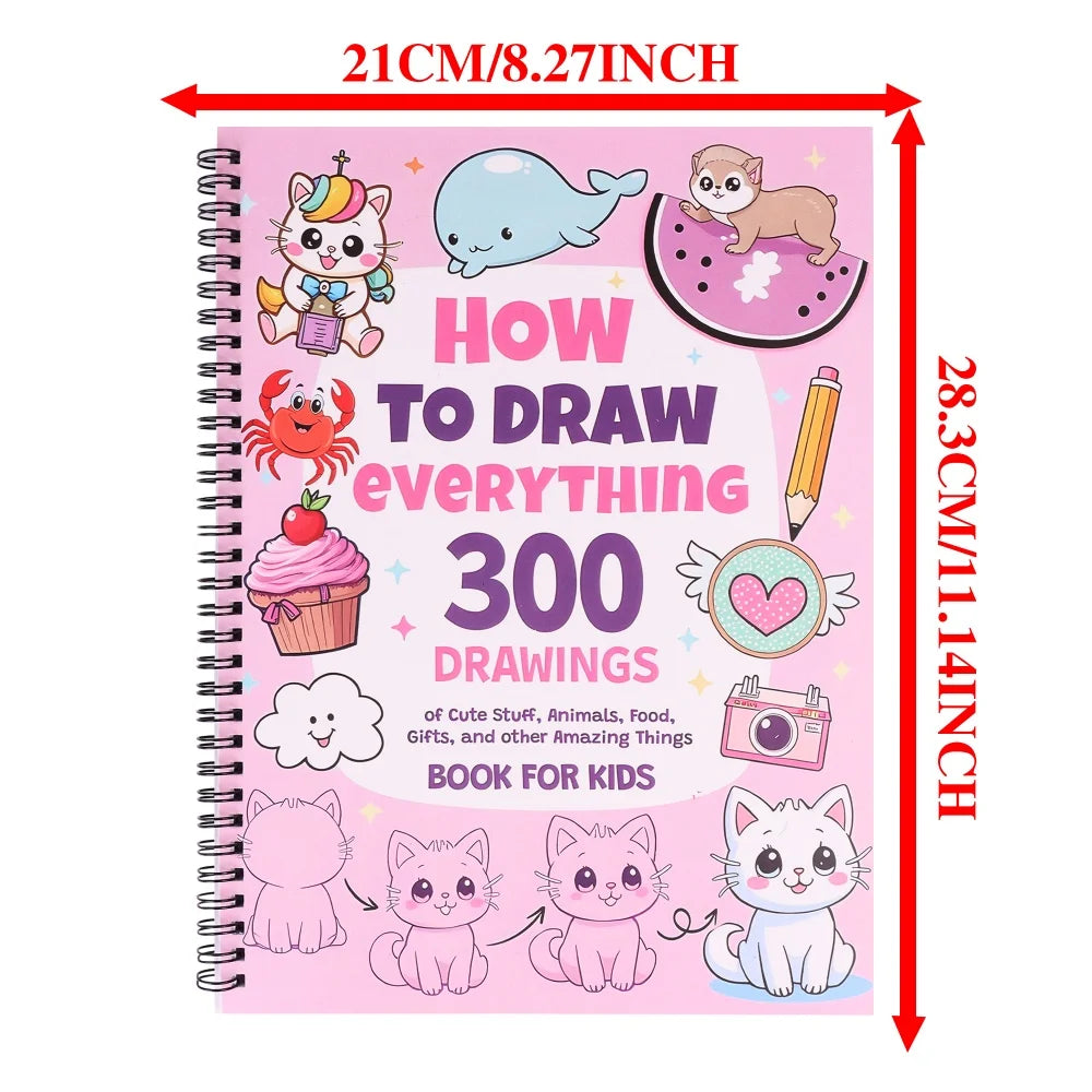 Coloring Book - How To Draw Everything: 300 Drawings of Cute Stuff, Step-by-Step Simple Drawings Books, Teens Art Supplies - Sun Studio