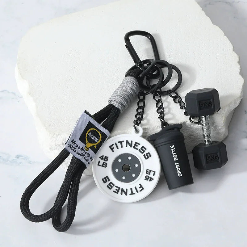 Fitness Keychain Gym Lovers Fitness Enthusiast Gift Barbell Dumbbell Keychain Fitness Bag backpack Charms - Sun Studio
