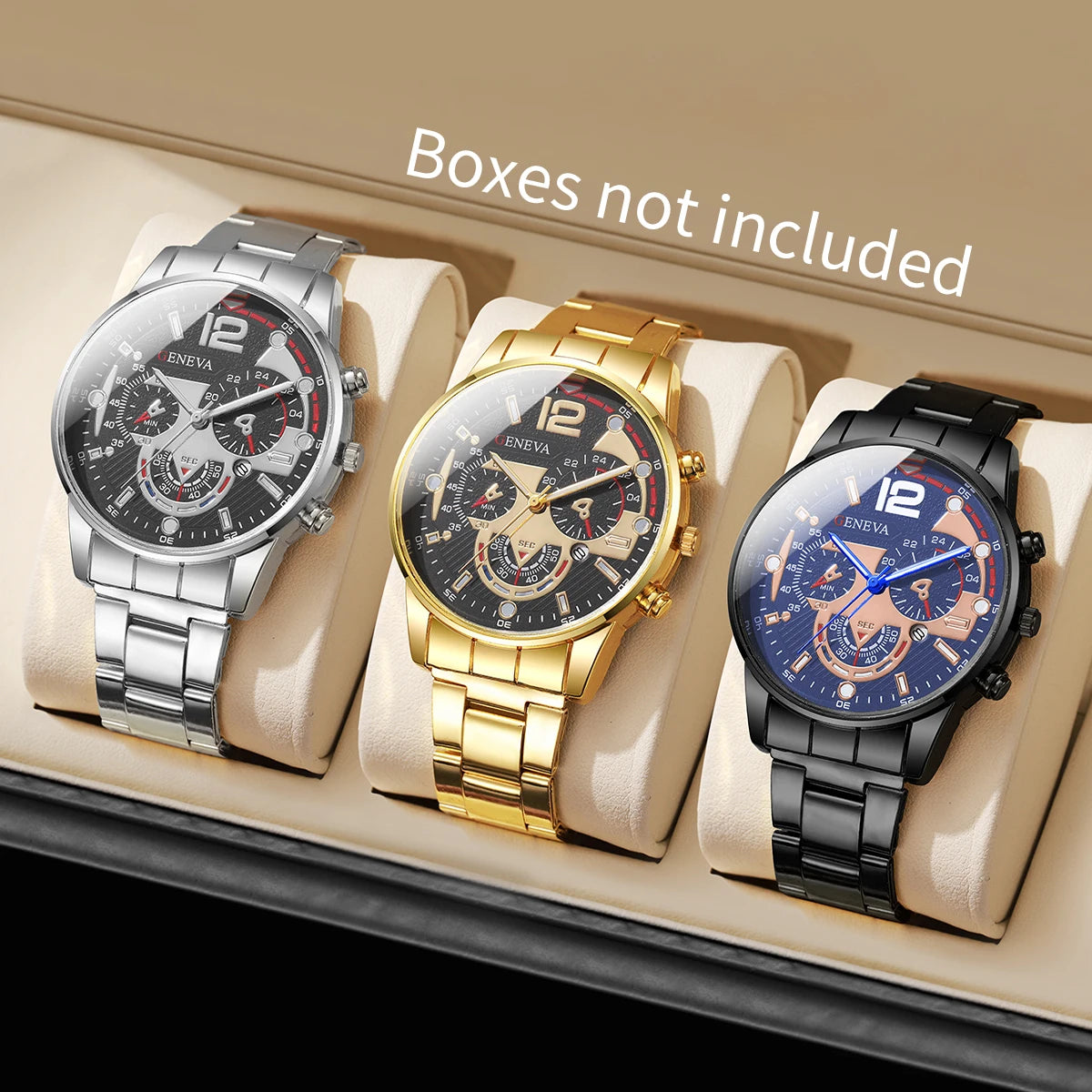 3PCS Men Business Watches Fashion Steel Band Male's Analog Quartz Watch Set Relogio Masculino Reloj Hombre（Without Box） - Sun Studio