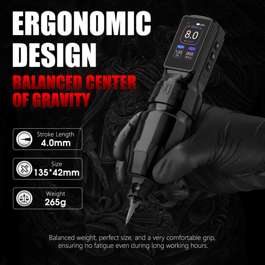 Xnet Titan Max Wireless Tattoo Machine Rotary Pen Coreless Motor 2400m Multi-Function Touchscreen Battery 1-12V for Artist Body - Sun Studio