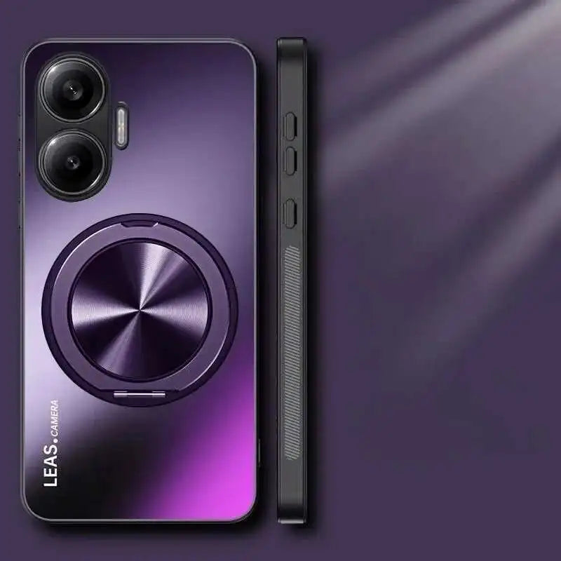 AG Frosted Magnetic Rotate Ring Stand Holder Case For POCO F7 5G Matte Bumper Camera Protective Cover For Xiaomi POCO F 7 PocoF7 - Sun Studio