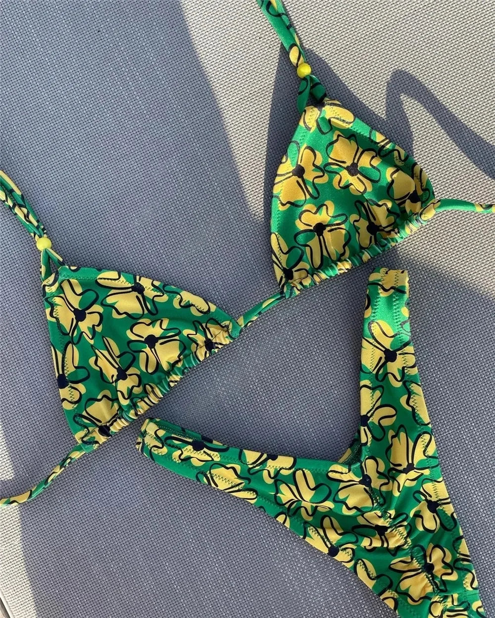 RUOTONSEPT New Sexy Botany Print Bikinis Set Women's Swimsuit Two-piece Triangle Halter Swimwear Bathing Suit Brazilian Biquinis - Sun Studio