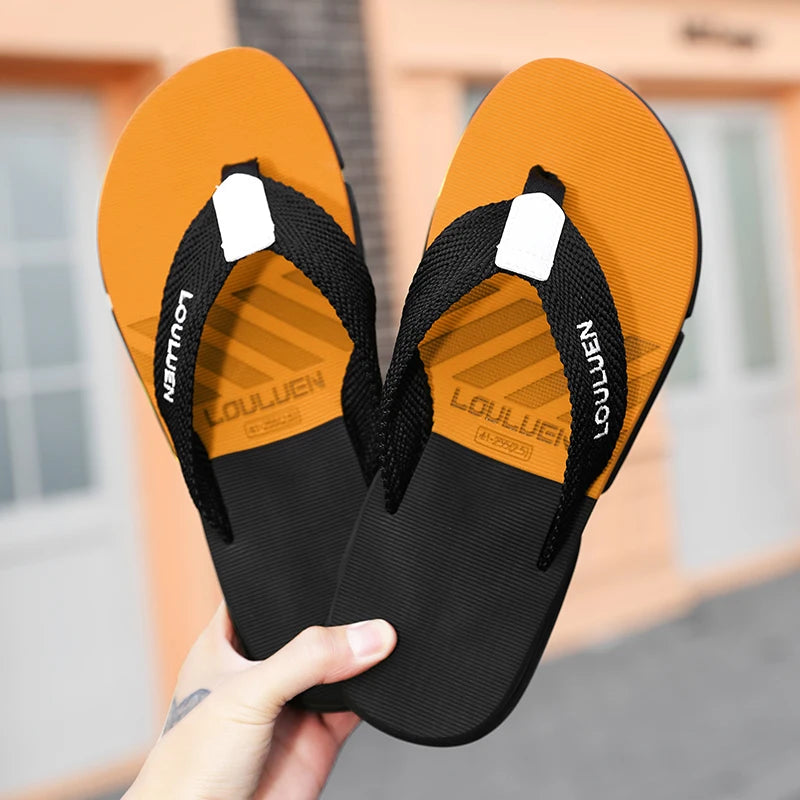 [Farbblockierte Flip Flops] Bequeme farbblockierte Flip Flops - Herren rutschfeste Freizeit Gummiboden EVA Flip Flops, geeignet f