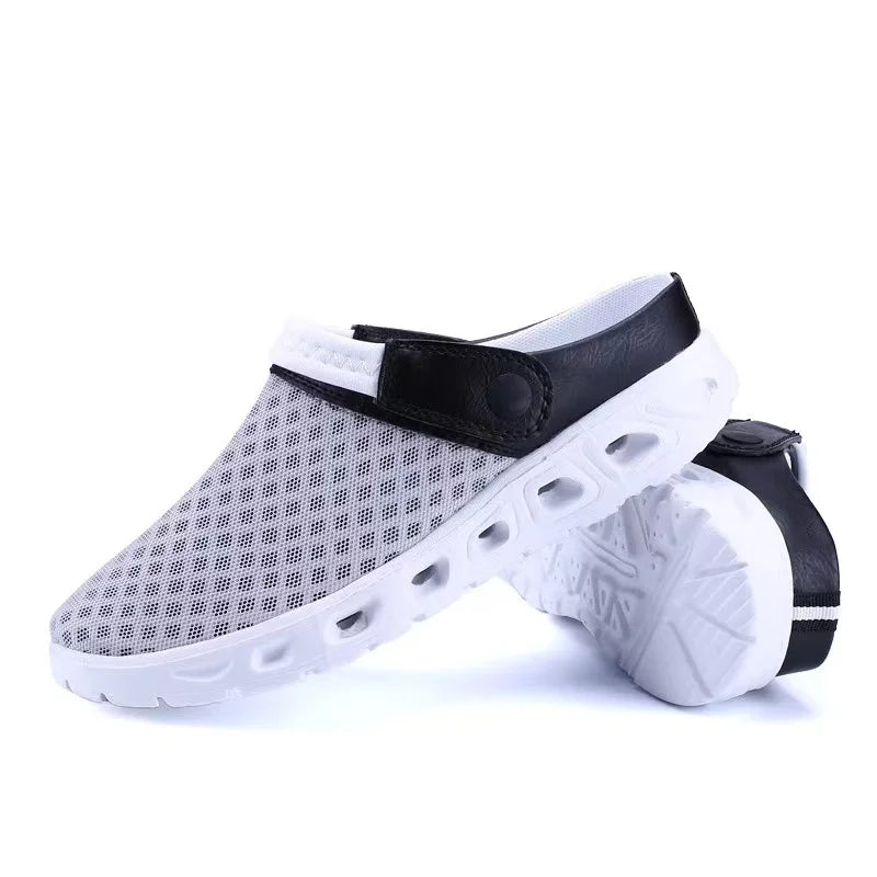 Plus Size 36-46 Mens Sandals Summer Garden Shoes Mesh Slippers Soft Bottom Beach Clogs Womens Slip-On Solid Breathable Zapatos 3 - Sun Studio