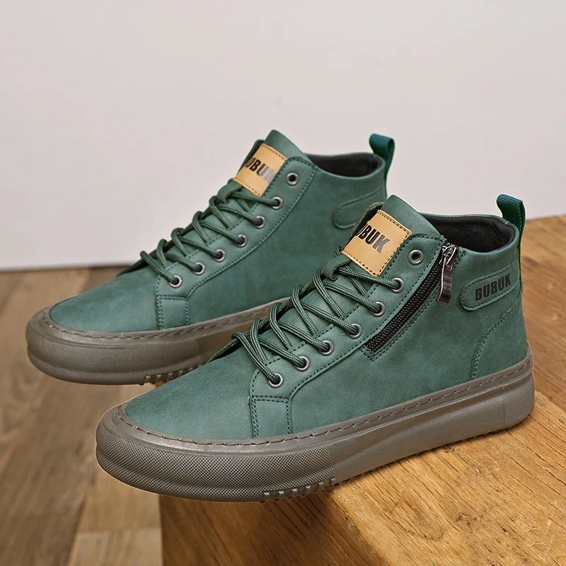 Men's Shoes, New Fashion Casual Shoes, Trendy Lace-Up Lightweight Mid-Top Trendy Shoes, Soft Sole, Soft Surface, Business Shoes, Men's Driving Shoes - Sun Studio