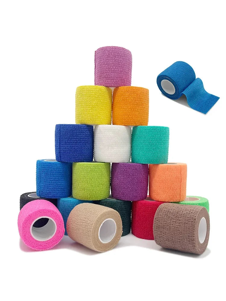 1/6pcs 5cmx4.8m Disposable Tattoo Bandage Sport Wrap Tape Self Adhesive Elastic Bandage Colors Tape Tattoo Accessories - Sun Studio