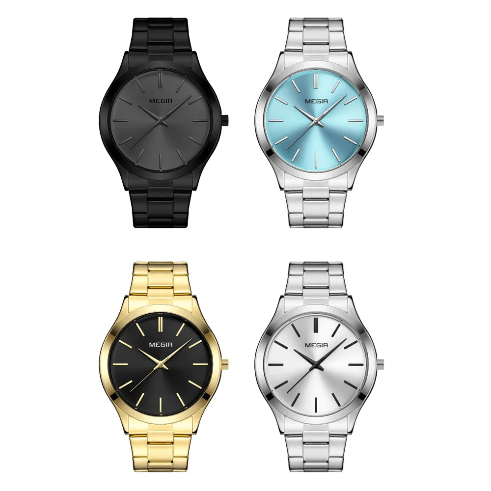 MEGIR Business Luxury Men's Watches Stainless Steel Luminous Waterproof Man Wristwatch Fashion Casual Men Quartz Watch Reloj - Sun Studio