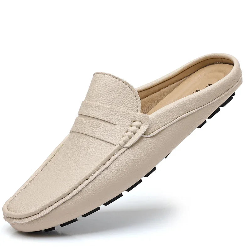 YRZL Slipper Sommer Slip-On Halbschuhe für Männer PU Leder Hausschuhe Lässige Atmungsaktive Bequeme Slipper Mokassins Lässige Schuhe Männer