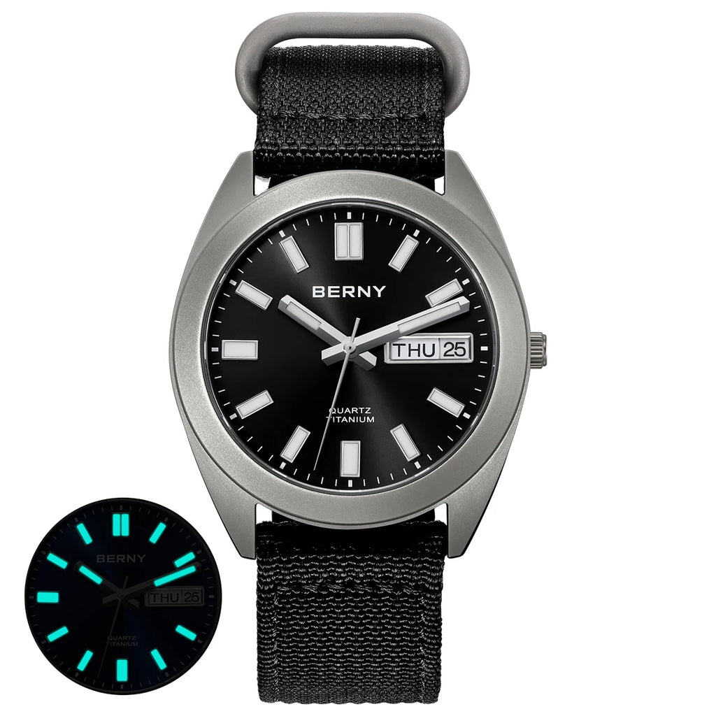 BERNY Titanium Watch for Men Supper Light Weight Wristwatch Super Luminous Sapphire 10ATM Waterproof Sport Field Quartz Watches - Sun Studio