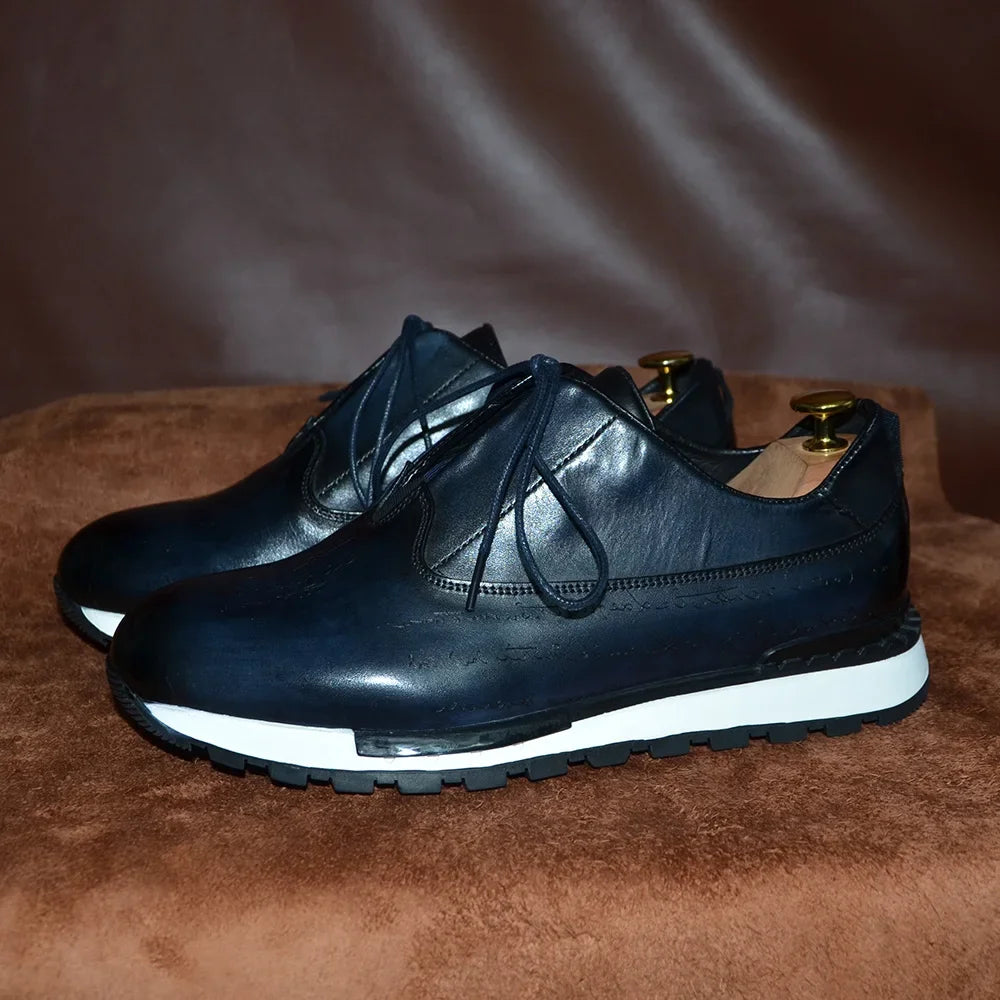 Luxus Markenstil Freizeit Sneakers Herren Schuhe Echtes Leder Schnürschuhe Basis Outdoor Fußbekleidung Tägliche Männliche Mode Oxford Schuhe