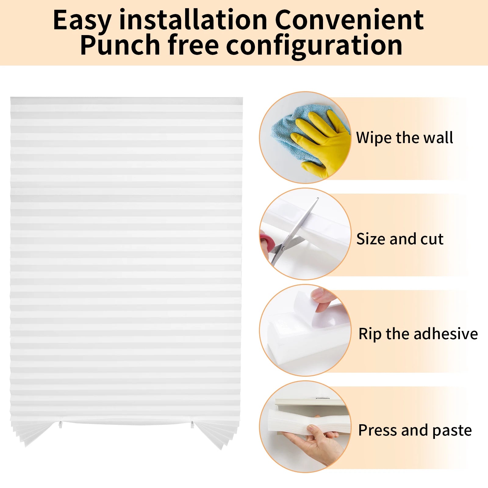 Simple Pleated Window Shades Non-Woven Fabric Self-Adhesive No Drill Blackout Curtains Living Room Bedroom Bathroom Home Decor - Sun Studio
