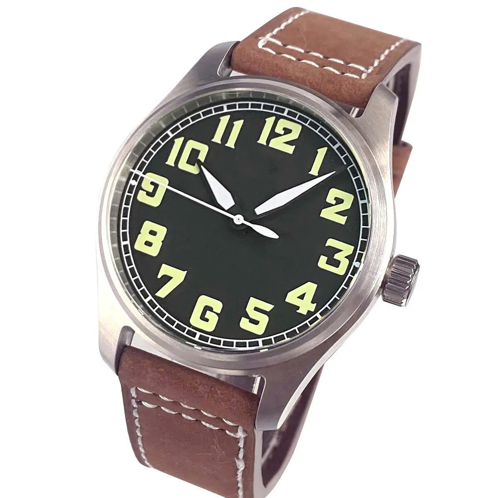 39mm Pilot Aviator Tauchuhr Miyota8215 Automatische Mechanische Uhr für Männer 20BAR Wasserdicht Saphirglas 316L Stahl