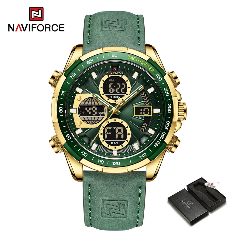 New NAVIFORCE Watches for Men Leather Mens Military Sport Waterproof Watch Quartz WristWatch Chronograph Male Clock - Sun Studio