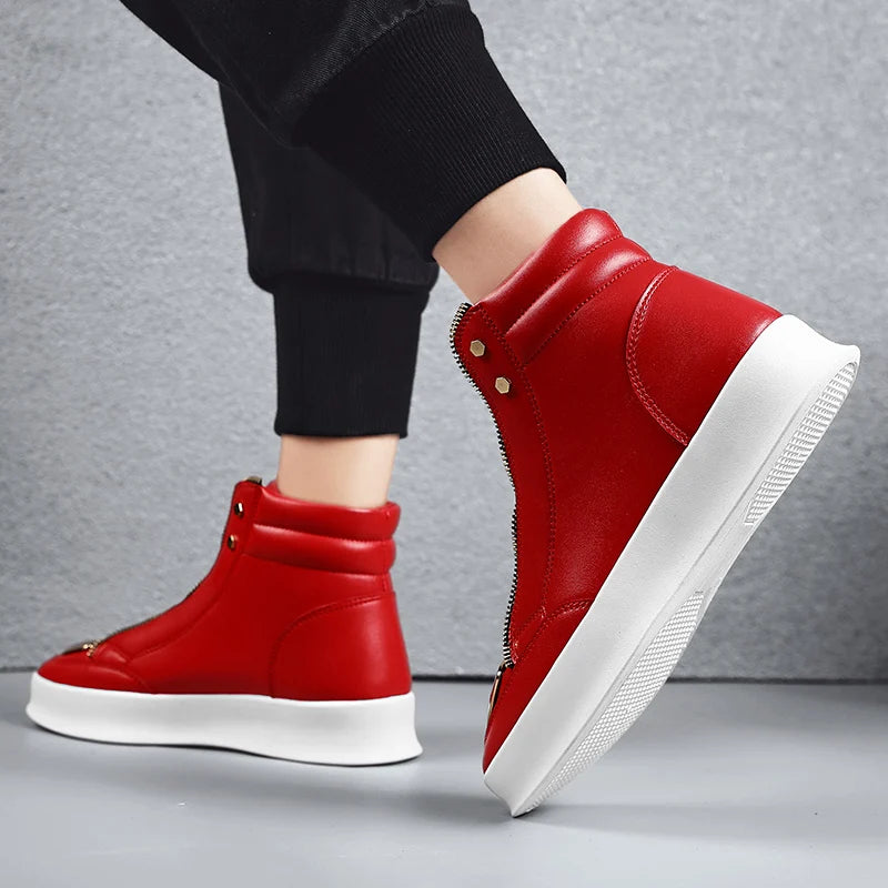 YRZL High Top Casual Shoes Men Sneakers Fashion Skateboard Shoes Leopard Platform Shoe Sport Training Shoes Men's Ankle Boots - Sun Studio
