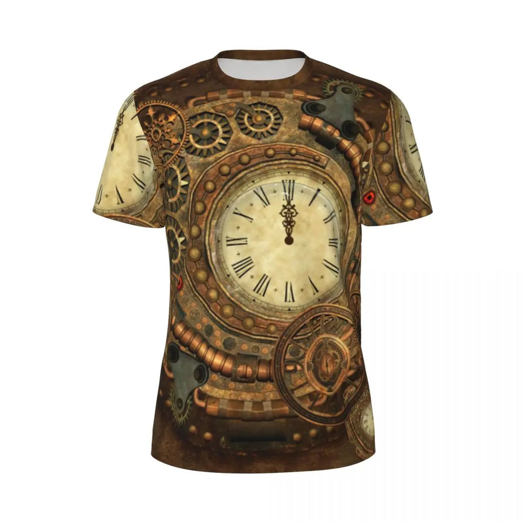 Gym T Shirt For Men Steampunk Design T-Shirts Fashion Wonderful Clockwork Vintage Summer Tees O Neck Streetwear Design Tops - Sun Studio
