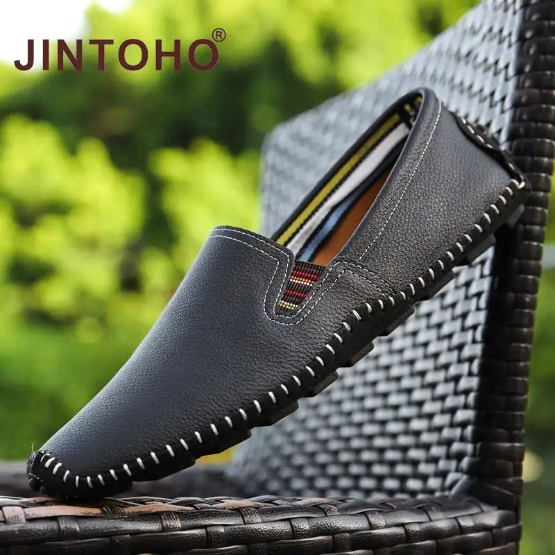 JINTOHO Große Größe Herren Echtes Leder Schuhe Slip-On Schwarze Schuhe Echtes Leder Mokassins Herren Schuhe Italienische Designer Schuhe