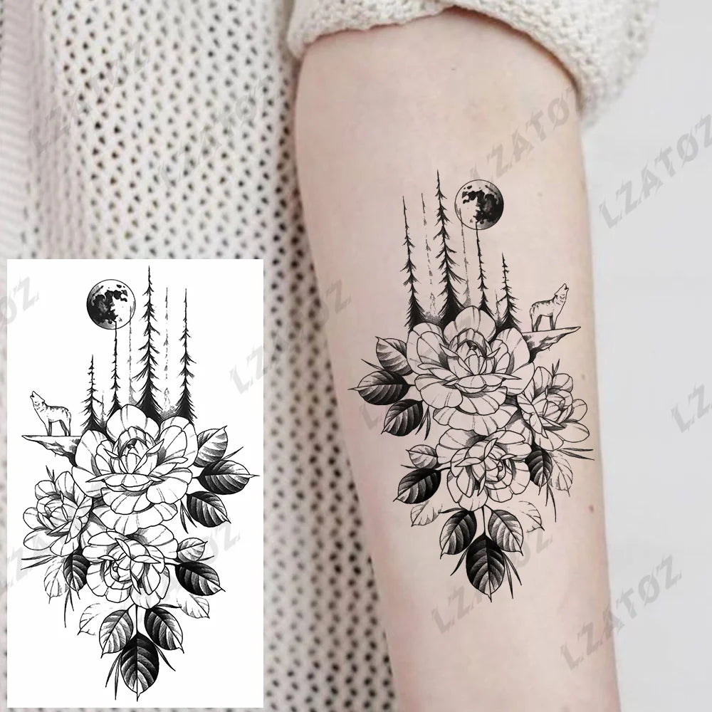 Einzigartige dreieckige Ozeanwelle Temporäre Tattoos für Männer Frauen realistische Tiger Löwe Fake Tattoo Aufkleber Spruch Transfer Kunst Tattoos