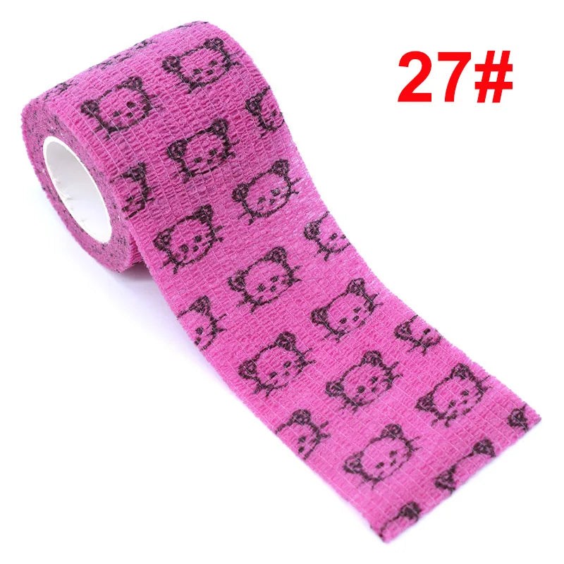 Animal Pattern Printed Self Adhesive Elastic Bandage 4.5m Sports Wrap Tape for Finger Joint Knee First Aid Kit Pet Tape - Sun Studio