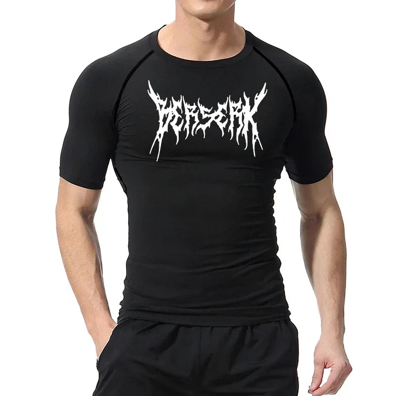 Gym Workout Rash Guard for Men Athletic Quick Dry Compression Shirts Berserk Print Tshirts Tees Tops Undershirts Baselayers - Sun Studio