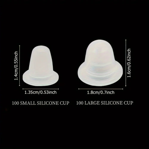 100Pcs Disposable Tattoo Ink Cup S  Size and L Size Silicone Permanent Tattoo Makeup Eyebrow Makeup Pigment Container Caps - Sun Studio