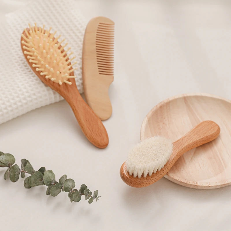 3pc Baby Hair Comb Mother-kids Hair Care Brush Baby Shower Tools Combs for hair Newborn Baby 0 12 Month Baby brush Care Utensils - Sun Studio