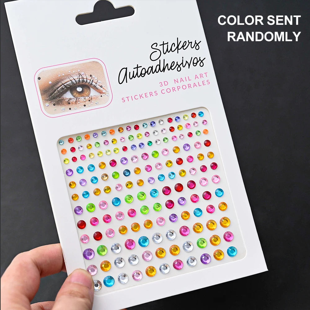 1 Stück Gesicht Diamant-Gem-Sticker, 5D, bunte Strass-Tattoo-Aufkleber, für Festival, Nagel, Körper-Make-up, Bling-Schmuck, DIY Gesichtssticker