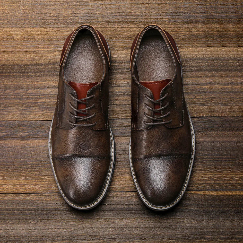 Business Herren Lederschuhe Europäisch Amerikanisch Lässige Herren Lederschuhe Retro Trend Herren Schuhe Große Größe Lederschuhe für Männer