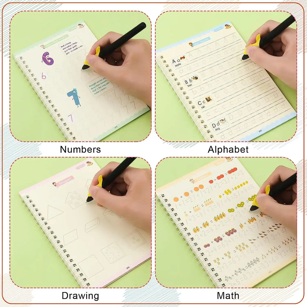 3D Calligraphy Copybook Reusable Learning Math English Book Drawing Numbers Education for Kids Letter Practice Toy Gifts - Sun Studio