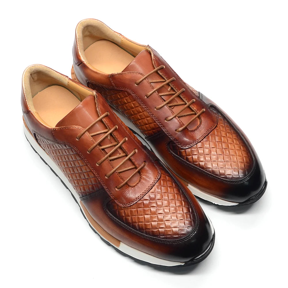 4 Farben Echtes Leder Herren Luxus Sneaker Karomuster Schnürschuhe Männer Freizeit Weiße Oxford Schuhe Angebote Frühling Herbst 2024