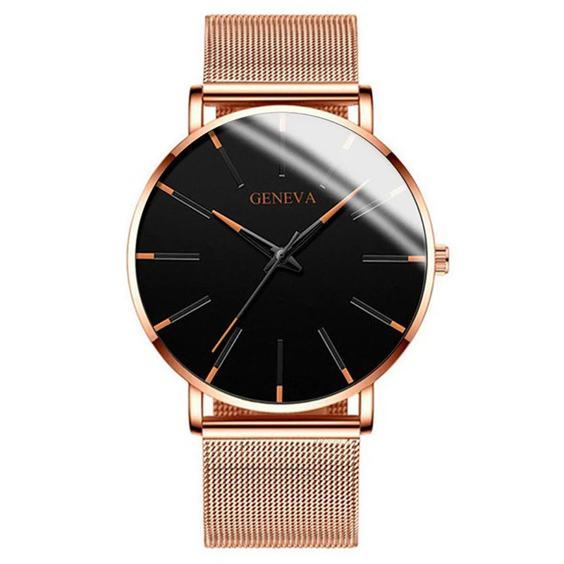 New Fashion Simple Ultra-thin Men Business Watches Steel Mesh Band Male's Quartz Watch Relogio Masculino - Sun Studio