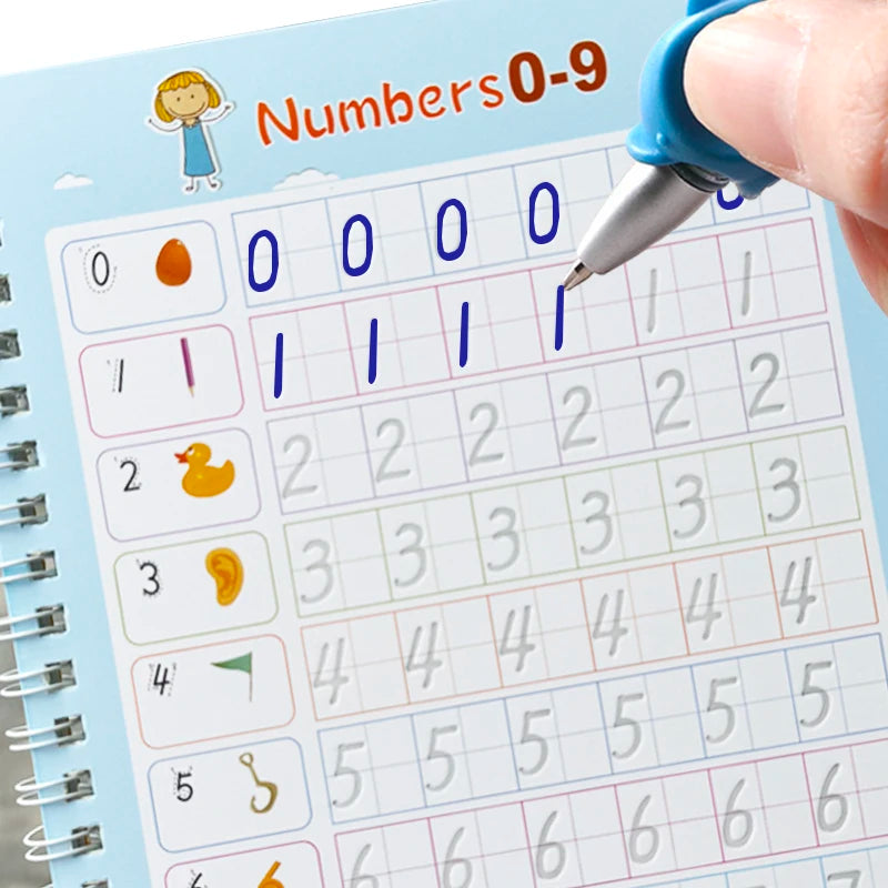 3D Calligraphy Copybook Reusable Learning Math English Book Drawing Numbers Education for Kids Letter Practice Toy Gifts - Sun Studio