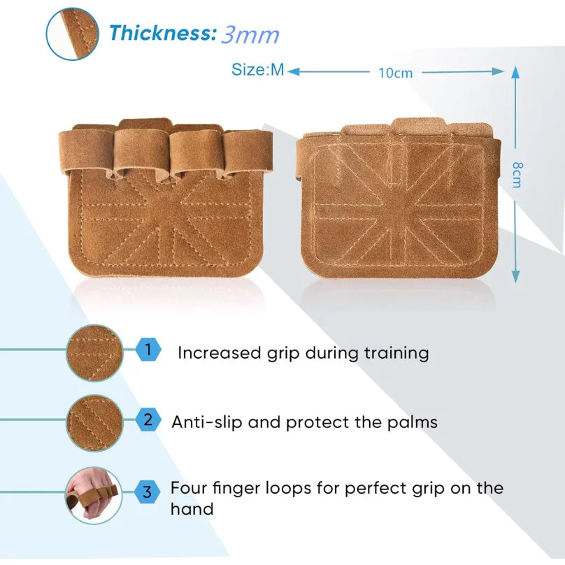Cowhide Gym Gloves Grips Anti-Skid Weight Power Belt Lifting Pads Deadlift Belt Workout Crossfit Fitness Gloves Palm Protection - Sun Studio