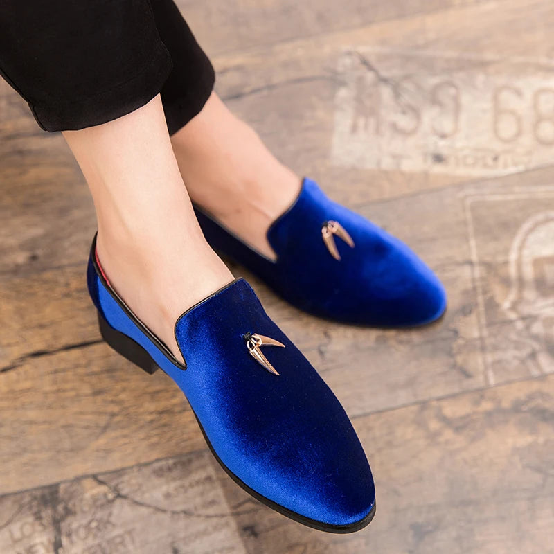 Fashion Party and Wedding Handmade Men Loafers Men Velvet Shoes Leaves and Gold Buckle Men Dress Shoe Men's Flats Zapatos Hombre - Sun Studio
