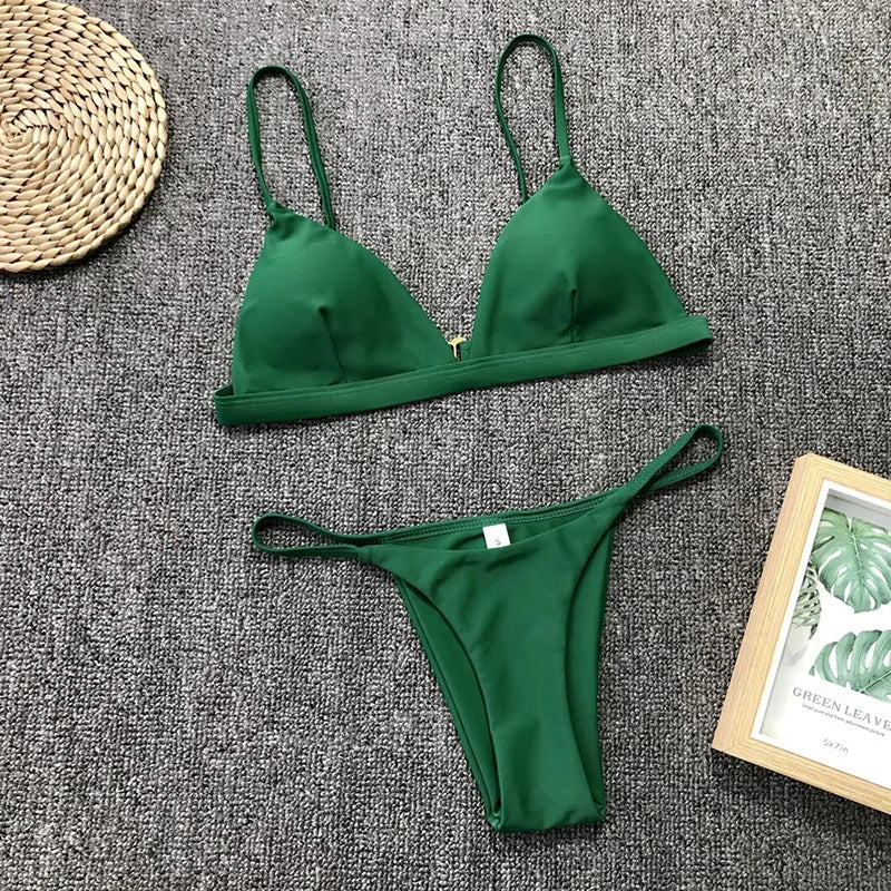 Fashion Solid Bikini Set Swimwear Women Split Triangle Micro Bikini  Brazilian Swimsuit 2026 New Beach Two Pieces Bathing Suit - Sun Studio