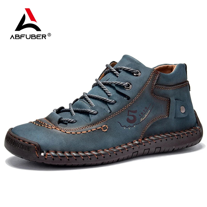 Handmade Leather Casual Men Shoes Ankle Boots Men Loafers Comfort Walking Shoes Men Flats Hot Sale Moccasins Shoes Plus Size - Sun Studio