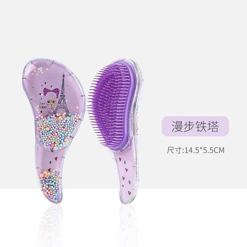 New Cute Hairdressing Comb for Kids Anti-knot Massage Flowing Bead Hair Comb Children Girls Dress Up Makeups Toy Gifts - Sun Studio