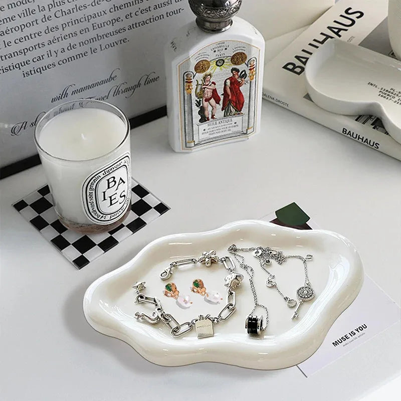 Women's Cloud Ceramic Trinket Tray - Jewelry Dish & Ring Holder, Perfect for Watches/Keys Storage, Mother's Day Gift - Sun Studio