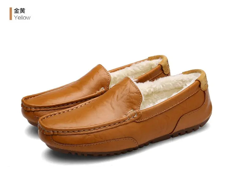 Winterfell Loafers Herren Freizeit Schuhe Baumwolle Leder Dress Schuhe Slip-On Flats Plüsch Herren Mokassins Fleece gefüttert Fahrerschuhe