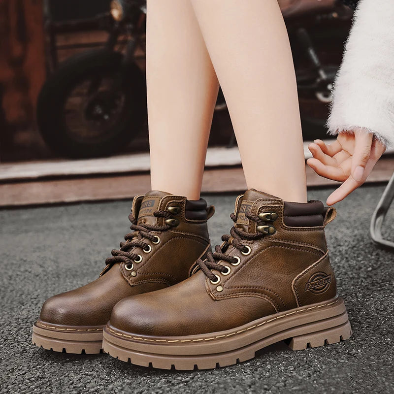 High Quality Leather Mens Boots New Arrival Male High Top Flats Comfortable Lace-Up Low Top Sneakers Stylish Male Ankle Boots - Sun Studio