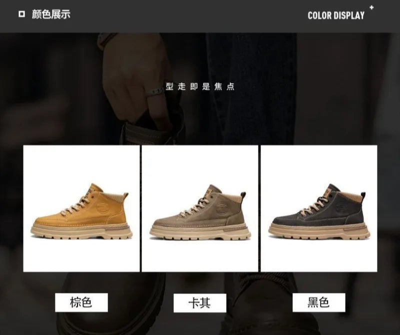 Winter New Man Shoes Classic Men Retro Ankle Boots Fashion Waterproof No-slip High-top Casual Shoe Work&Safty Boots Botas Hombre - Sun Studio