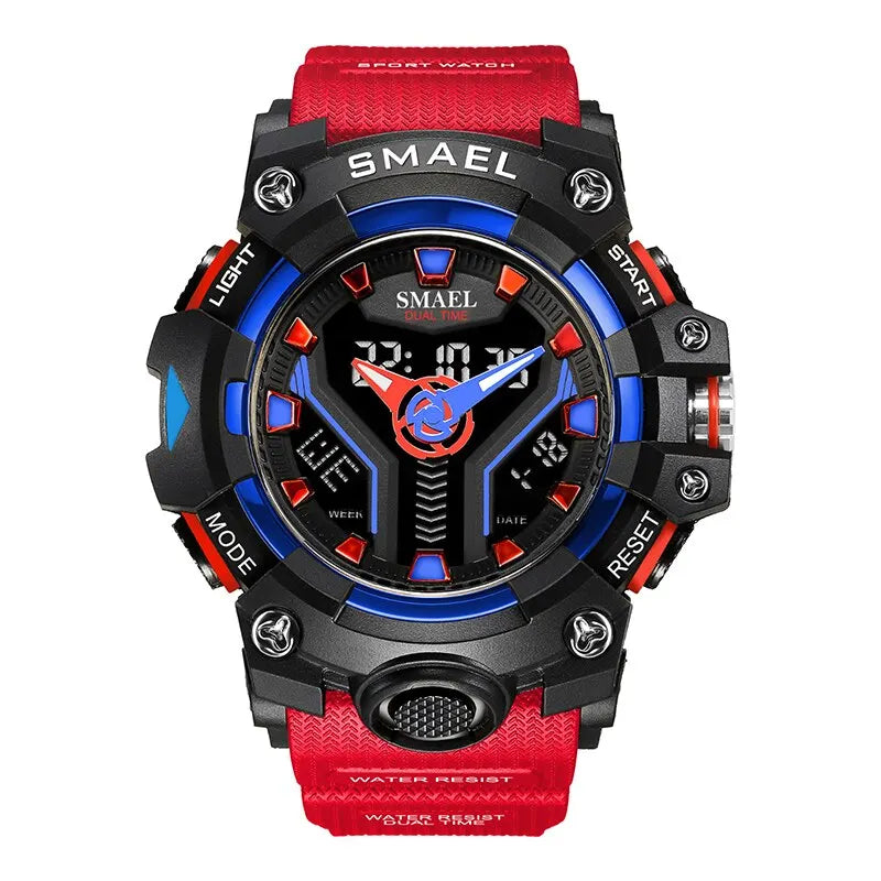 New SMAEL Sport Watch for Man Dual Time Watch for Men Shock Resistant Led Light Watch Military 8075 Quality Mens Sports Watches - Sun Studio